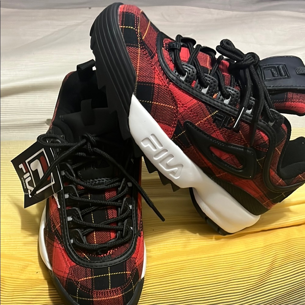 Fila Women Red Plaid Sneakers